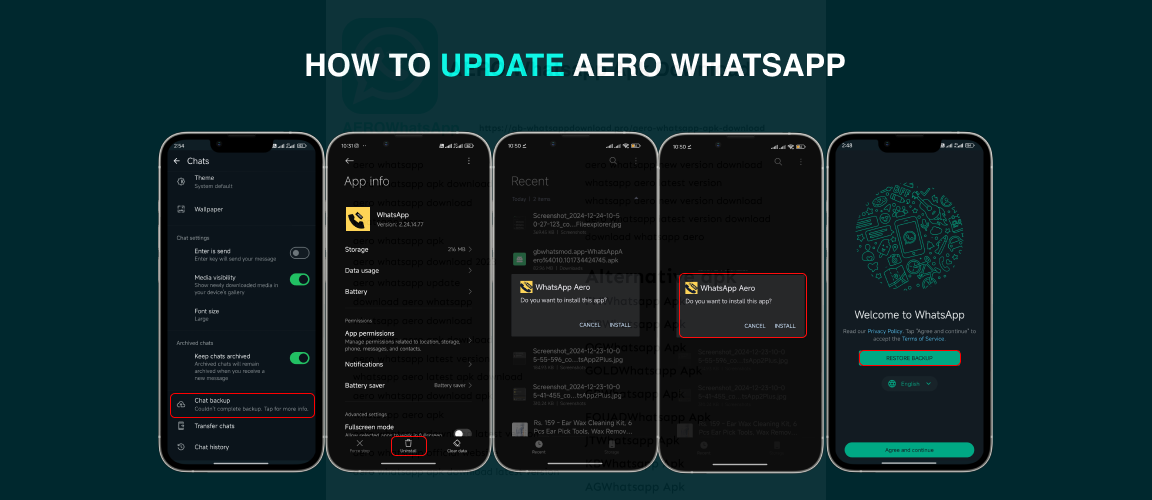 How to update aero whatsapp to latest version without losing data