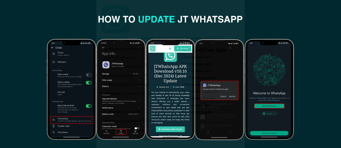 How to update jt whatsapp to latest version without losing data