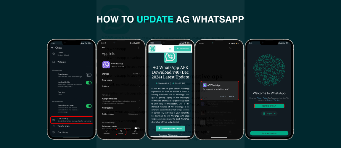 How to update AG whatsapp to latest version without losing data